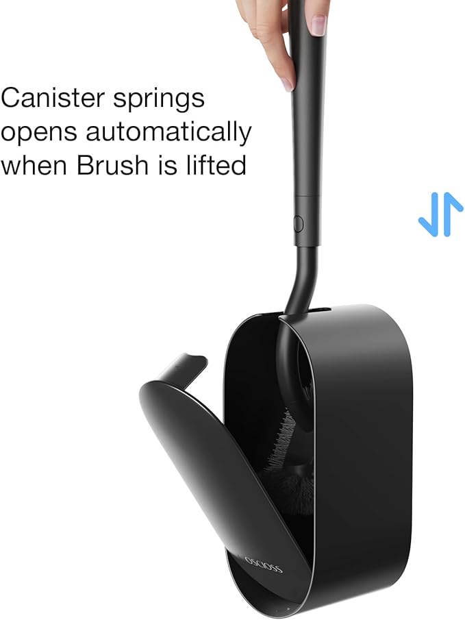 Toilet Bowl Brush and Holder, OSCIOSS Toilet Brush Set with Ergonomic Design, Compact Size, Durable Bristles, RV Toilet Brushes & Holders for Dead Corner Clean (Black, 1pack)
