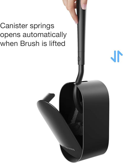 Toilet Bowl Brush and Holder, OSCIOSS Toilet Brush Set with Ergonomic Design, Compact Size, Durable Bristles, RV Toilet Brushes & Holders for Dead Corner Clean (Black, 1pack)