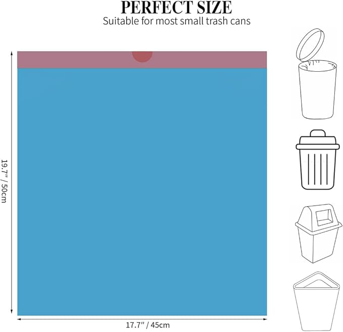 3Rolls Drawstring Small Trash Bags,4 Gallon Thicken Drawstring Small Garbage Bags for Kitchen,Bathroom,Bedroom,Home,Office Trash Cans，60 Counts (Blue)