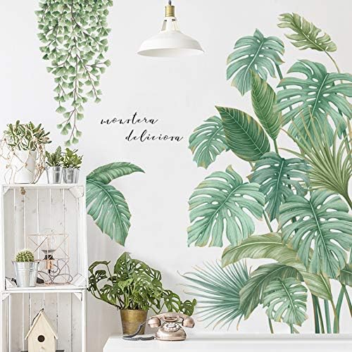 3D Wall Stickers DIY Flower Wall Decal Removable Waterproof Wall Art Decor for Bedroom Living Room Offices Home Decoration (Green Plant)