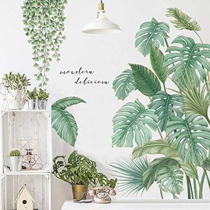 3D Wall Stickers DIY Flower Wall Decal Removable Waterproof Wall Art Decor for Bedroom Living Room Offices Home Decoration (Green Plant)