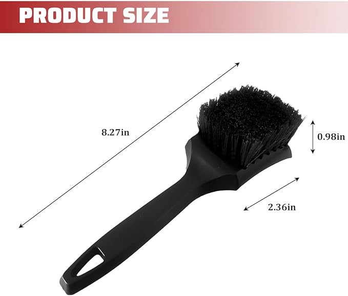 Car Carpet Cleaning Brush, Stiff Bristles Vehicle Wheel Hub Rims Wash Brush with Short Handle, Automotive Detailing Tire Cleaner, Universal for SUV Automobile Truck (Black)