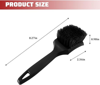 Car Carpet Cleaning Brush, Stiff Bristles Vehicle Wheel Hub Rims Wash Brush with Short Handle, Automotive Detailing Tire Cleaner, Universal for SUV Automobile Truck (Black)