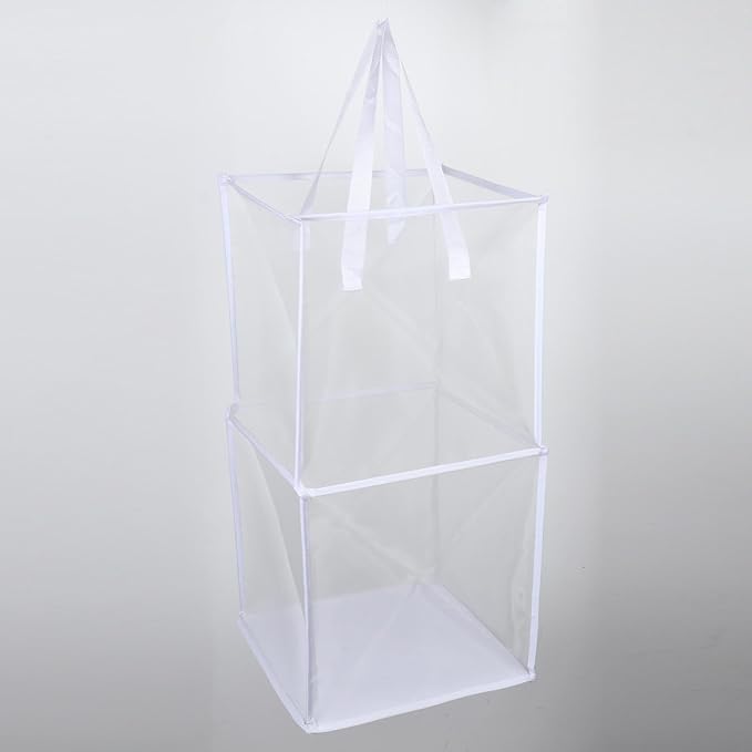 Mesh Laundry Hamper, Collapsible Laundry Basket Storage Organizer, Storage Basket Collapsible Clothes Hamper for Dorm College, White 33cmx33cmx66cm