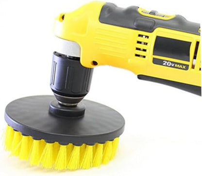 3pcs Drill Cleaning Brush for Upholstery Leather and Carpets Hollow Design Yellow for Efficient Household Cleaning