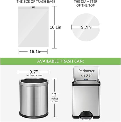 1.3 Gallon 100 Counts (fit 1.3-1.5 Gal) Mini Drawstring Trash Bags Garbage Bags, 4-5L Small Plastic Trash Can Liner fit 1,1.2-1.5 Gal Waste Basket for Home Office Kitchen Bathroom, White