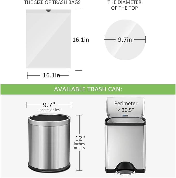 1.3 Gallon 100 Counts (fit 1.3-1.5 Gal) Mini Drawstring Trash Bags Garbage Bags by RayPard, 4-5L Small Plastic Trash Can Liner fit 1,1.2-1.5 Gal Waste Basket for Home Office Kitchen Bathroom, White