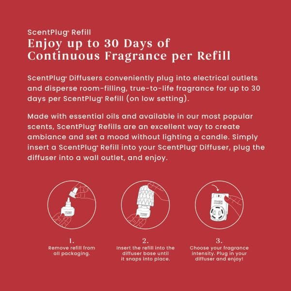 Yankee Candle ScentPlug Refill for Plug in Air Fresheners, Scented Oil Refills, Long Lasting Home Fragrance, Macintosh (Pack of 4)