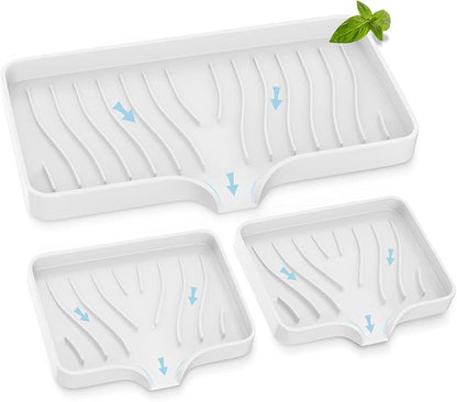 Kitchen Sink Tray,Self Draining Kitchen Soap Tray Soap Holder Silicone Sponge Holder for Kitchen Sink,Kitchen Bathroom Sink Caddy Sink Organizer for Sponge,Soap Dispenser,Dish Scrubber,Palm Brush