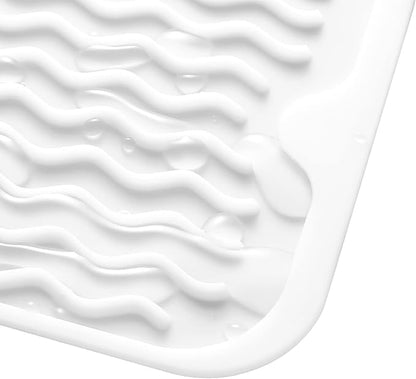 MicoYang Silicone Dish Drying Mat for Multiple Usage,Easy clean,Eco-friendly,Heat-resistant Silicone Mat for Kitchen Counter,Sink,Bar,Bottle,or Cup White M 17 inches x 6 inches