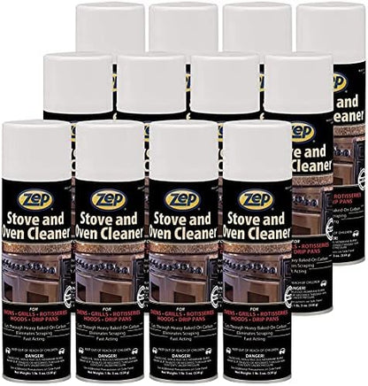 Zep Heavy-Duty Foaming Oven and Stove Cleaner - 19 oz (Case of 12) 27101 - Commercial Strength, Clings to sides, Hoods, and Racks