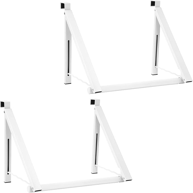 Foldable Over The Door Clothes Hanger, Space Saving Small Clothes Rack Door Hangers for Clothing, 2Pack, White