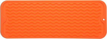 MicoYang Silicone Dish Drying Mat for Multiple Usage,Easy clean,Eco-friendly,Heat-resistant Silicone Mat for Kitchen Counter,Sink,Bar,Bottle,or Cup Orange M 17 inches x 6 inches