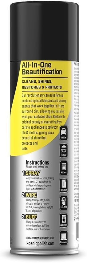 Koenig Spray Polish | Multipurpose Cleaner and Polish | Green-Based Polish Spray | Household Spray Polish and Cleaner | Multipurpose Polish for Home & Auto