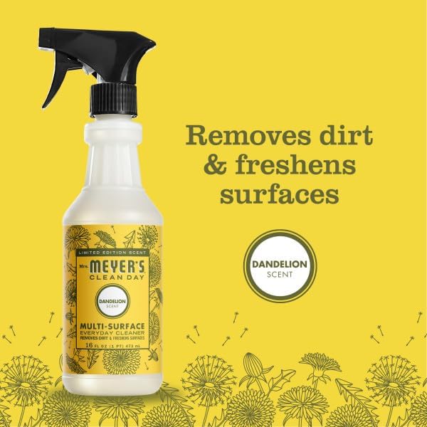 Mrs. MEYER'S CLEAN DAY Multi-Surface Everyday Cleaner, Dandelion Scent, 16 Fl Oz (Pack of 6)