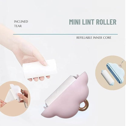Portable Lint Roller 150 Sheets Travel Size, Mini Lint Roller for Clothes and Reusable Pet Hair Remover, Cute Small Sticky Dust Remover Refillable