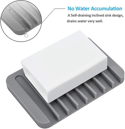 Mcyye Self Draining Soap Dishes, Premium Silicone Soap Holder & Saver for Shower, Bathroom, Kitchen, Bath Tub, Razor, Sponges, Drains Water Very Well, Can Extend Soap Life, Easy Clean