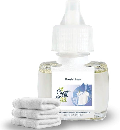 Scent Fill Fresh Linen Plug in Air Freshener, Scented Oil Refills, 2 Refills + Diffuser