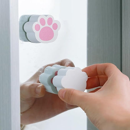 Uonlytech Creative Cat Claw Scrubber Sponge 2pcs, Multipurpose Cartoon Cat Paw Mirror Cleaner for Bathroom Glass, Faucet, and Window Cleaning