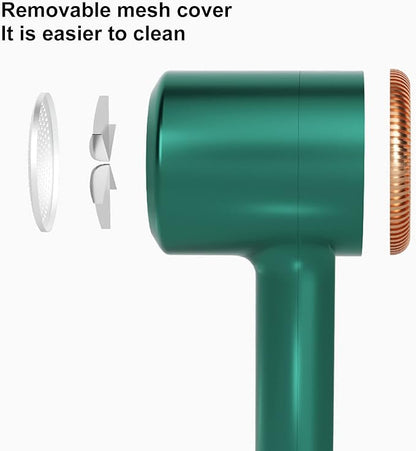 Electric Lint Shaver Rechargeable USB Portable Fabric Remover Bionic Honeycomb Net Cover 4 Gear Strength Adjustment Stainless Steel Cutter Head for Sweater Coat Home Use Green