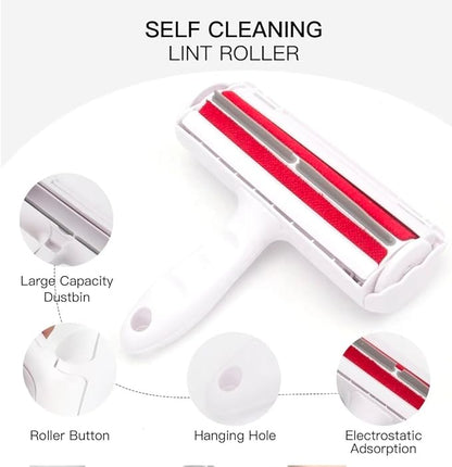 Reusable Pet Hair Remover Roller, Self-Cleaning Lint Roller for Dog and Cat Fur, No Sticky Tape for Couch, Carpet, Furniture, Bedding, Home and Car