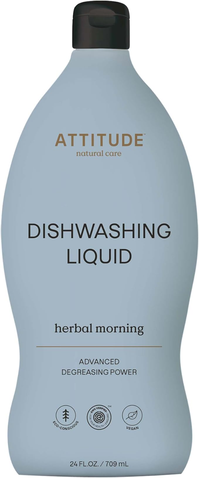 ATTITUDE Dish Soap, EWG Verified, Plant-Based & Vegan Dishwashing Liquid, Naturally Derived, Italian Lemon Scent, 24 Fl Oz