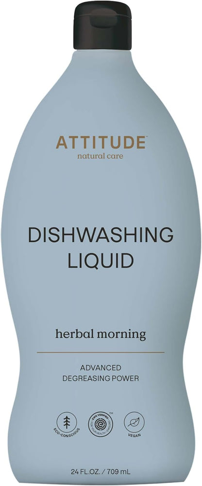 ATTITUDE Dish Soap, EWG Verified, Plant-Based & Vegan Dishwashing Liquid, Naturally Derived, Italian Lemon Scent, 24 Fl Oz