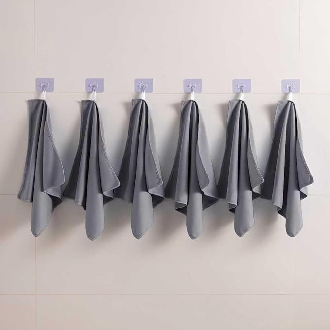 Microfiber Glass Cleaning Cloth 8 Pack, 16 Inch X 12 Inch, Lint Free Quickly Clean Window, Glasses, Windshields, Mirrors, and Stainless Steel, Grey