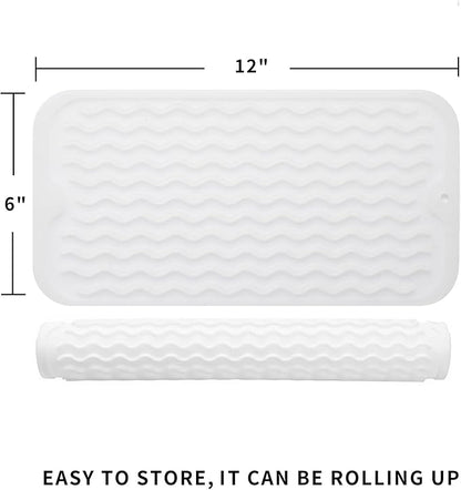 MicoYang Silicone Dish Drying Mat for Multiple Usage,Easy clean,Eco-friendly,Heat-resistant Silicone Mat for Kitchen Counter or Sink,Refrigerator or Drawer Liner Translucent S 12 inches x 6 inches