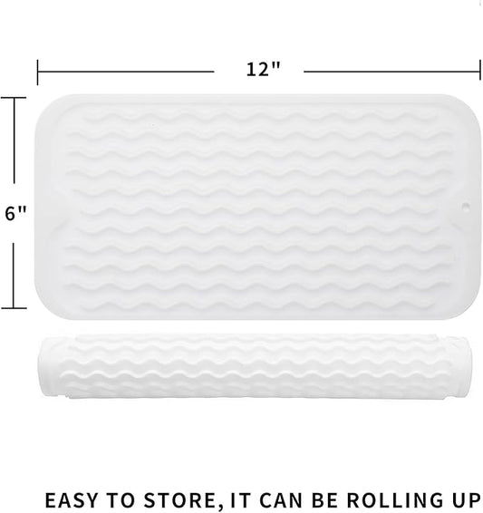 MicoYang Silicone Dish Drying Mat for Multiple Usage,Easy clean,Eco-friendly,Heat-resistant Silicone Mat for Kitchen Counter or Sink,Refrigerator or Drawer Liner Translucent S 12 inches x 6 inches