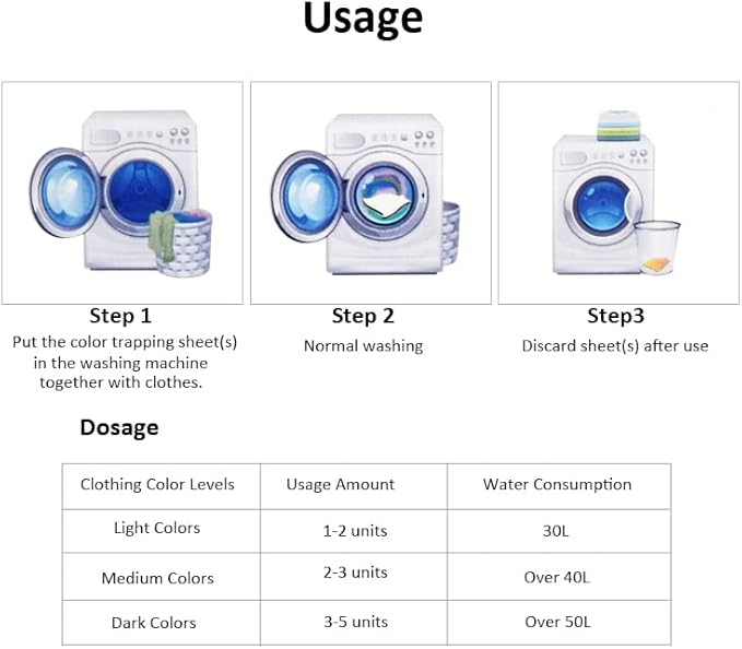 Dye Trapping Sheets, 108 Count Color Keeper Sheets for Laundry, Prevent Light Colored Clothes from Being Dyed