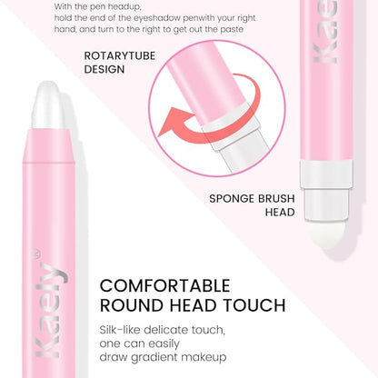 Kaely 2in1 Cream Eye Shadow Brightener Sticks, Pearl White Eyeliner Pencil Shimmer, Eyeshadow Applicator Stick Waterproof Pigmented, Eye Shadow Palette Highlighter Makeup, sombras para ojos, 01