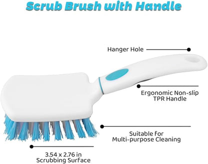 3 Pack Scrub Brush Set, Heavy-Duty Scrub Scrubbing Brushes for Cleaning, Grout Brush with Stiff Bristles Cleaning Brush for Bathroom, Bathtub, Kitchen, Floor, Tub, Tile, Sink