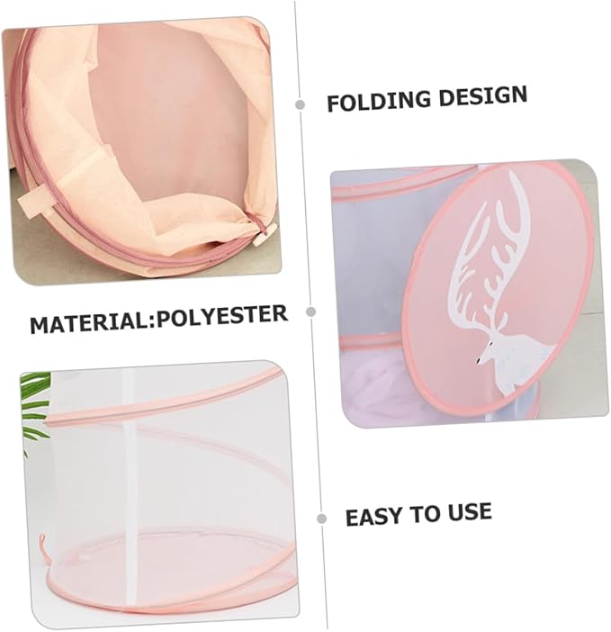 Foldable Mesh Laundry Hamper Bag with Handles Portable Breathable Dirty Clothes Basket for College Dorm Apartment and Travel Storage Lightweight Organizer