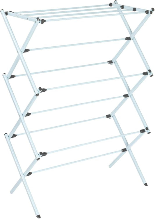 Household Essentials Folding Clothes Drying Rack with Strong Steel Frame and 11 Coated Dowels, White