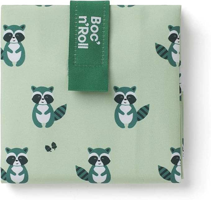 ROLL'EAT ® Boc'n'Roll Animals | Reusable Sandwich Bag | Sandwich Container | Eco Friendly Food Bag | Reusable and Washable Sandwich Wrap | Raccoon Design