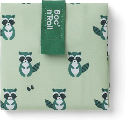 ROLL'EAT ® Boc'n'Roll Animals | Reusable Sandwich Bag | Sandwich Container | Eco Friendly Food Bag | Reusable and Washable Sandwich Wrap | Raccoon Design