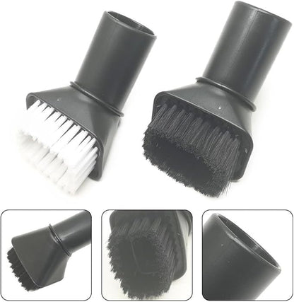 Round Vacuum Brush Set,Vacuum Dust Brush for Karcher WD2 WD3 WD4 WD5 Models, Dual Bristle Suction Brushes for Upholstery Carpet Dashboard Interior Cleaning with 32-35mm Adapter