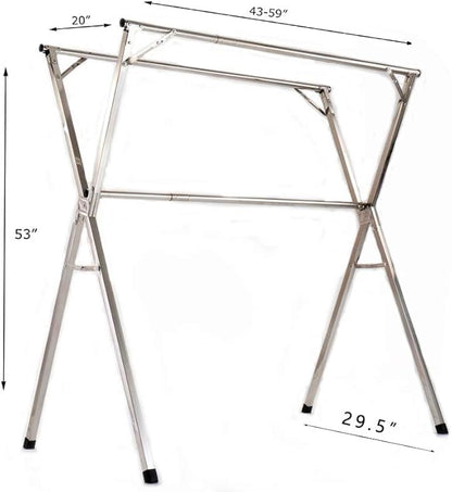 AIODE Clothes Drying Rack for Laundry Foldable Free of Installation Adjustable Stainless Steel Garment Rack