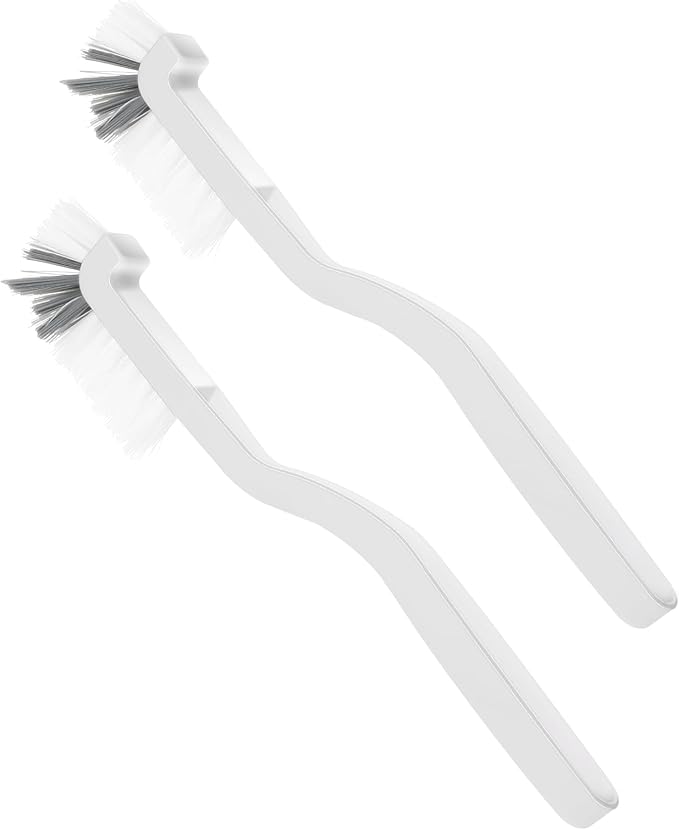 2Pcs Small Scrub Brushes, Kitchen Scrub Brush with Handle, Right Angle Cleaning Brush, Stiff Bristle Brush for Clean Dish Sink Bathroom Window Track Household Edge Corner Crevice Tile Floor