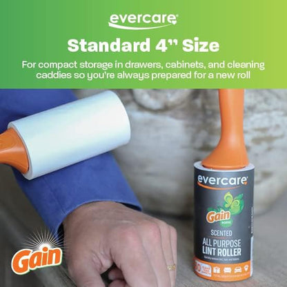 Evercare Pack of 6 Gain Scented All-Purpose Lint Roller Refill Rolls, 60 Sheets Each