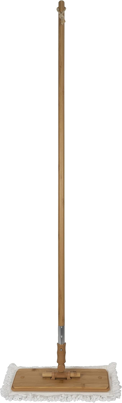 Harper Live.Love.Clean. Bamboo 2-in-1 Smooth Surface Wet/Dry Dust Mop with (2) Washable Pads for Cleaning Dust, Pet Hair & Fine Dry Dirt