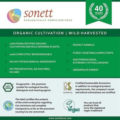 Sonett Organic Dishwashing Liquid Organic 100% Biodegradable (Lemon, 10 Fl.Oz (1 Count))