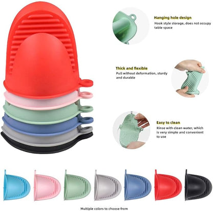 Mini Oven Gloves Silicone Heat Resistant Cooking Pinch Mitts Potholder for Air Fryer Kitchen Cooking & Baking (Red)