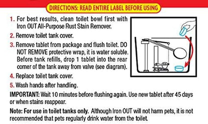 Iron OUT Automatic Bowl Repel Rust and Hard Water Stains with Every Flush, Household Toilet Cleaner