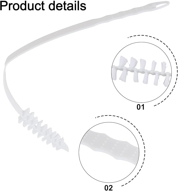 Flexible 60cm Cleaning Brush for Washing Machine Inner Cylinder, Nylon Bristles for Lint Removal in Drum Washers and Dryer Exhausts, White