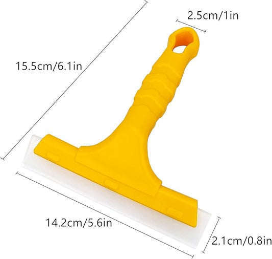 CCyanzi Silicone Blade Small Squeegee, Shower Glass Squeegee, Window Tint, for Window, Bathroom Mirrors, Shower Door and Car Windshield, 5.5x5.5inch, Yellow