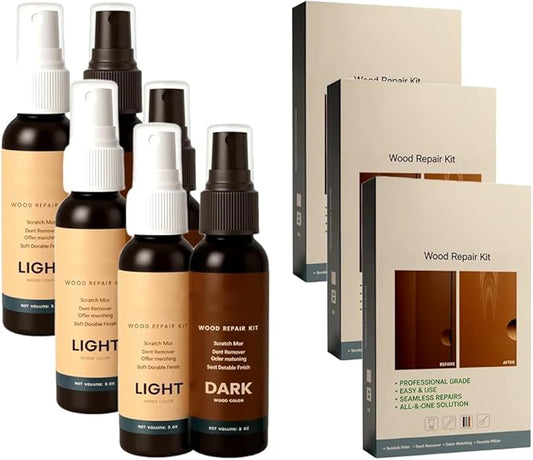 Wood Repair Kit, 2026 New Furniture Scratch Remover Spray, Hardwood Floor Restorer for Scuffs and Dents, Liquid Polish for Cabinets and Tables, Light and Dark Set (3pcs)