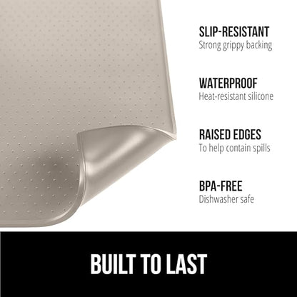GORILLA GRIP Silicone Coffee Mat, Espresso Machine Bar Accessories, Keep Kitchen Counters Clean, Stays in Place, Waterproof and Heat Resistant Dish Drying Mats, Home Decor Essentials, 10x14, Almond