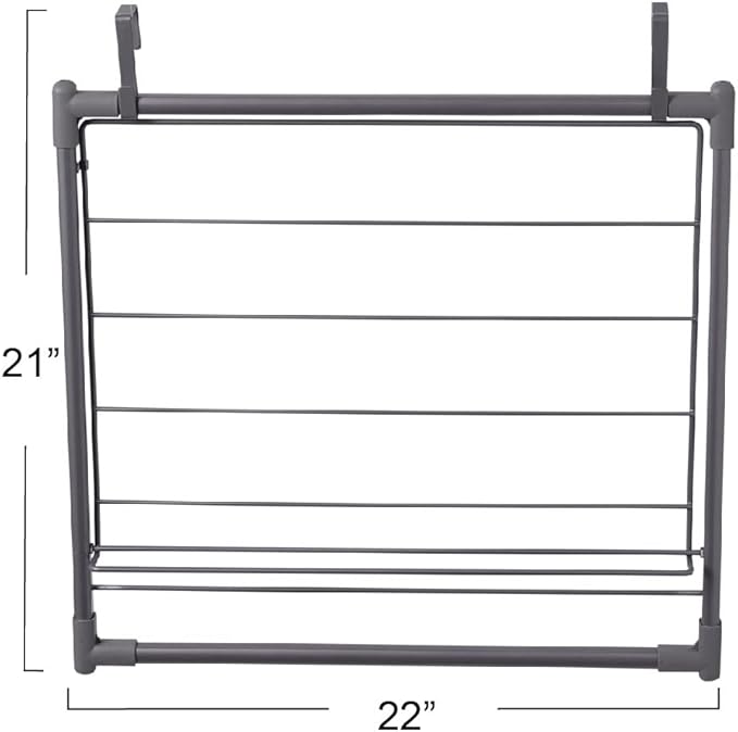 Household Essentials Metal Expandable Over the Door Drying Rack, Gray
